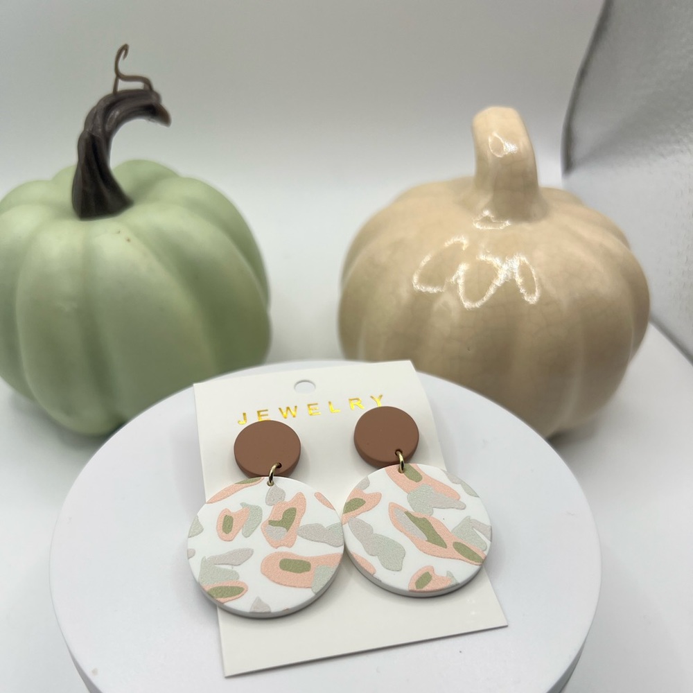 Color Block Round‎ Drop Earrings NEW